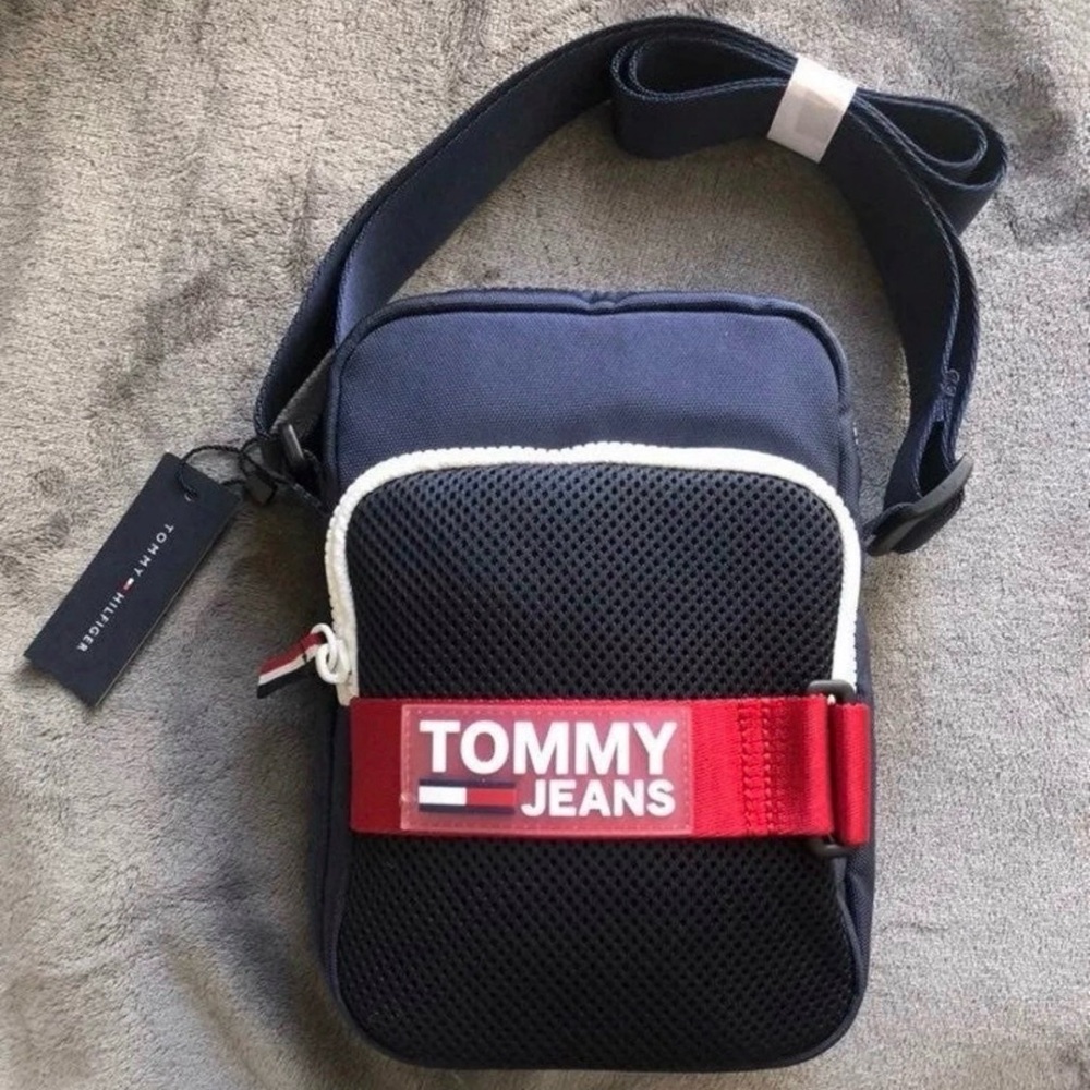 Tommy Hilfiger Navy and Red Belt Bag